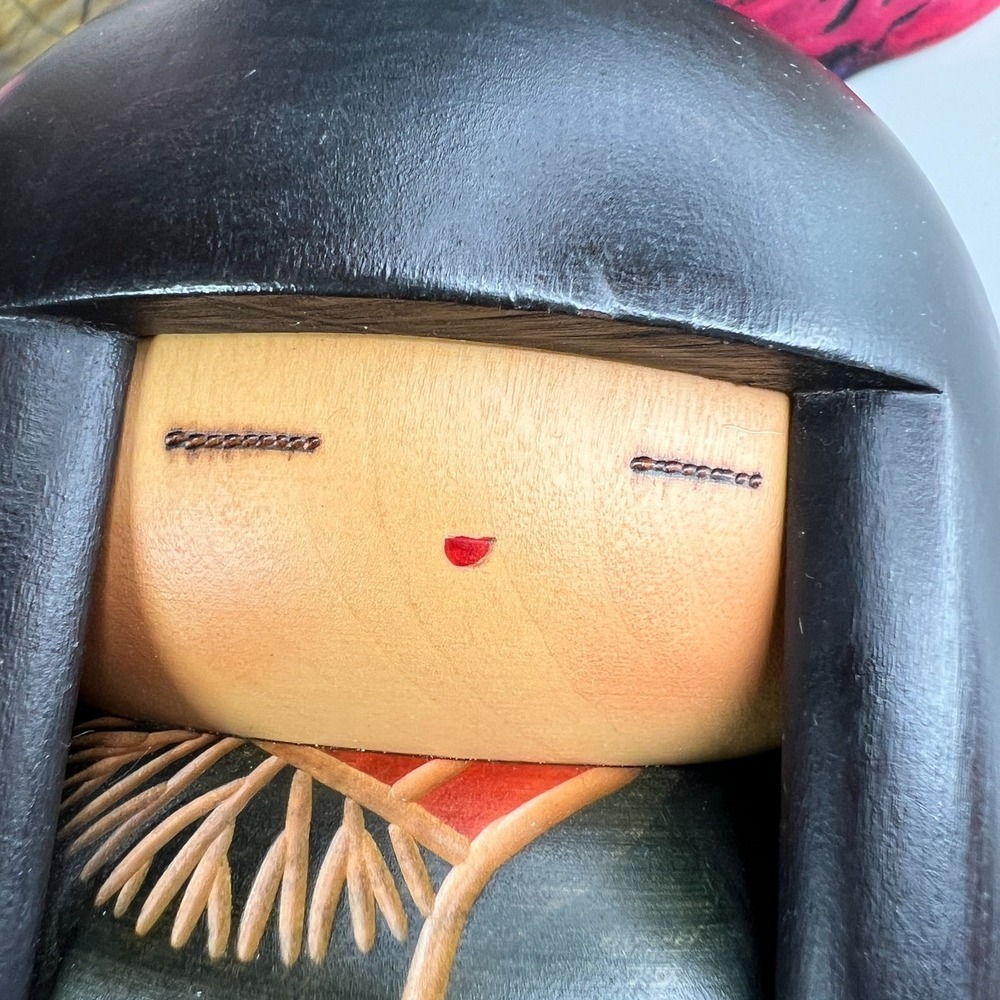 Sekiguchi Sansaku Kokeshi Doll 8" Vintage Japanese Wood Kimono Signed - Picture 11 of 11